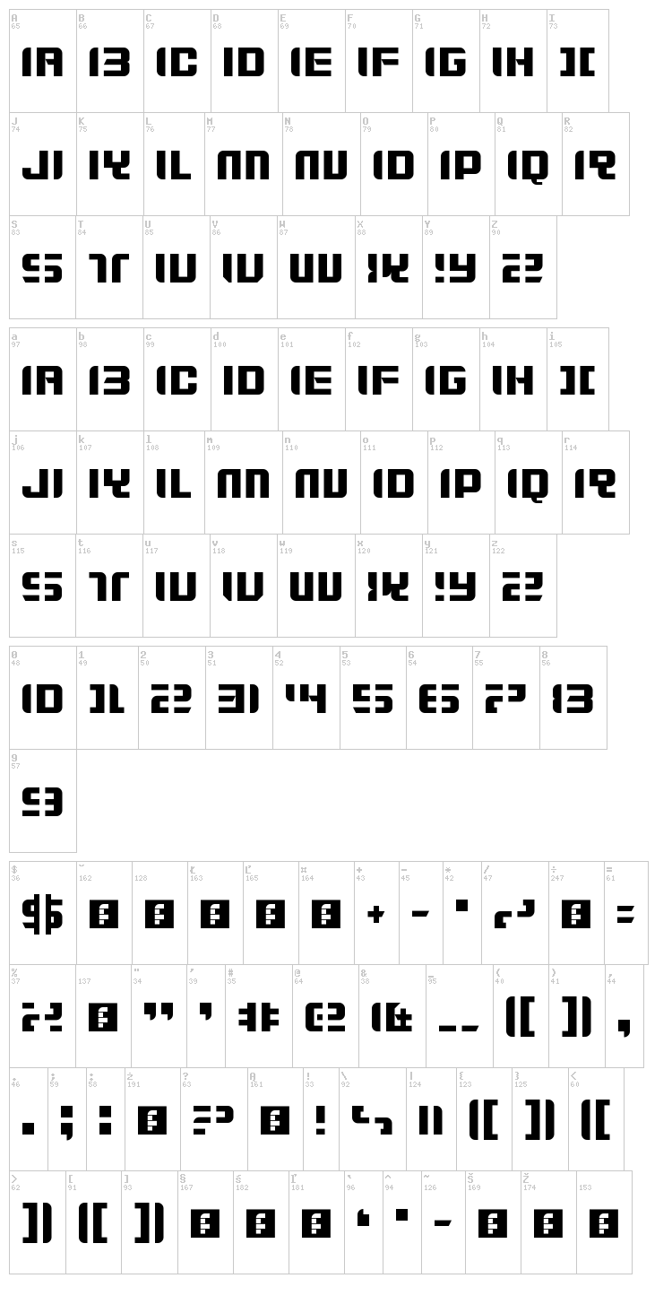 Zdyk Gemini font map